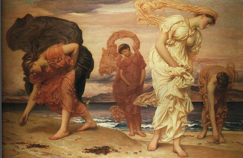 Lord Frederic Leighton Greek Girls Picking Up Pebbles by the Sea oil painting image